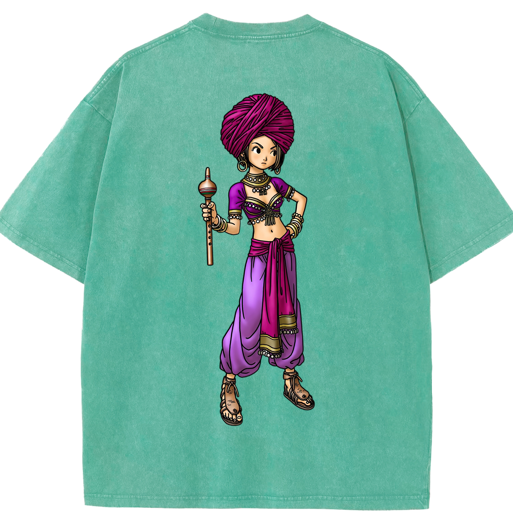 （画像用） ドラゴンクエスト Doragon Kuesuto Dragon Quest 綿100% ヴィンテージ風 半袖Tシャツ（背面プリント）